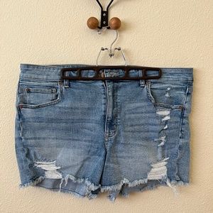 American Eagle Hi-Rise Shortie Short in Super Stretch Denim Sz 18